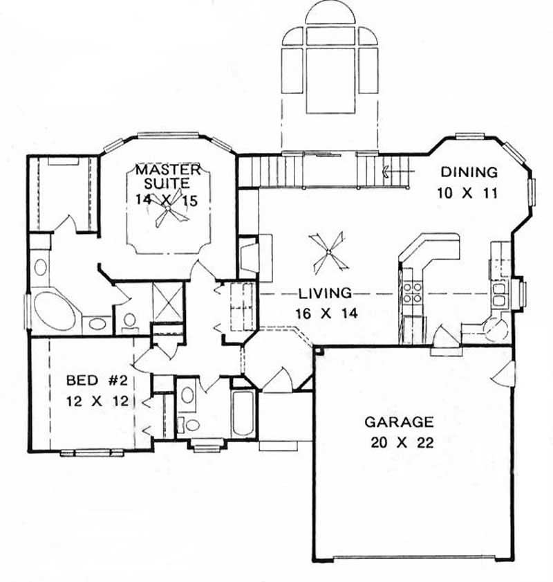 Floor Plan First Story of Ranch Plan #103-1109