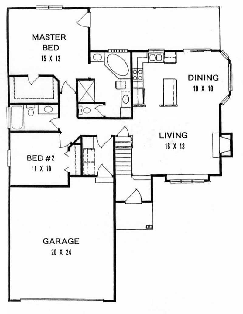 Floor Plan First Story of Ranch Plan #103-1111