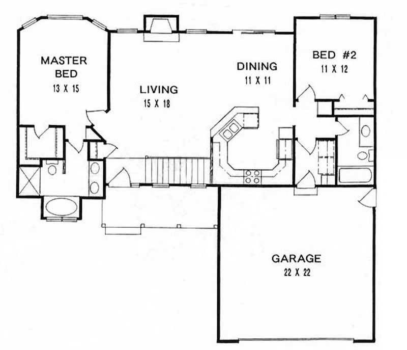 Floor Plan First Story of Ranch Plan #103-1112