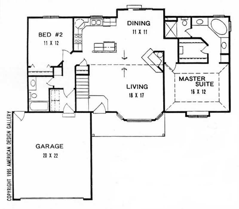 Floor Plan First Story of Ranch Plan #103-1113
