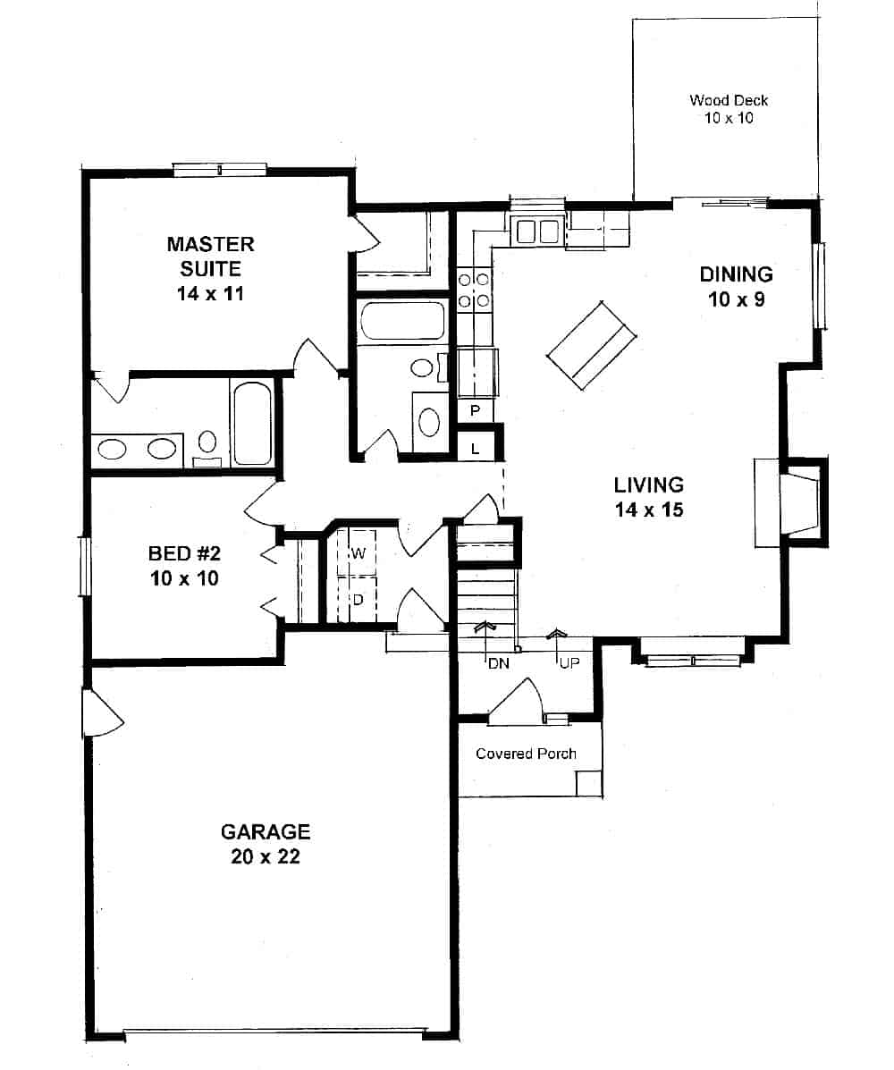 Floor Plan Main Level of Craftsman Plan #103-1116