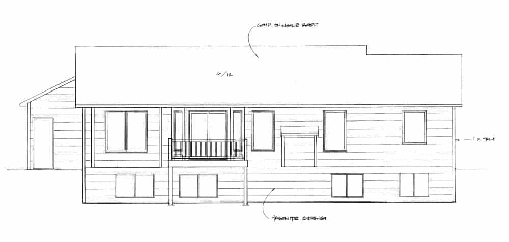 Home Plan Rear Elevation of this 3-Bedroom,1224 Sq Ft Plan -103-1123
