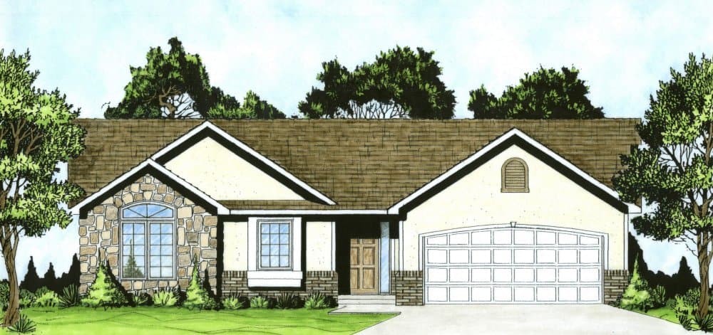 Ranch home (ThePlanCollection: Plan #103-1126)