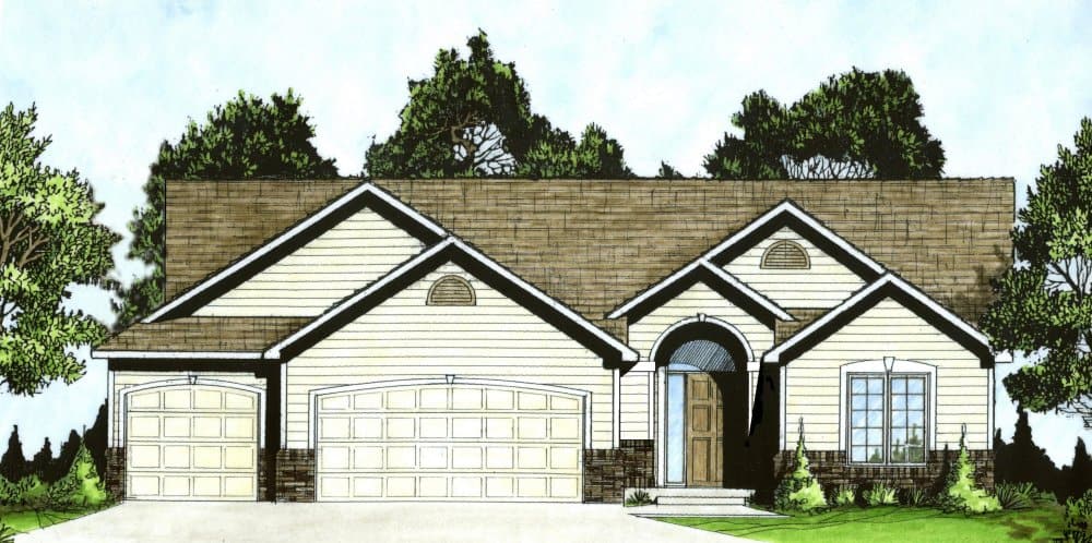 Ranch home (ThePlanCollection: House Plan #103-1128)