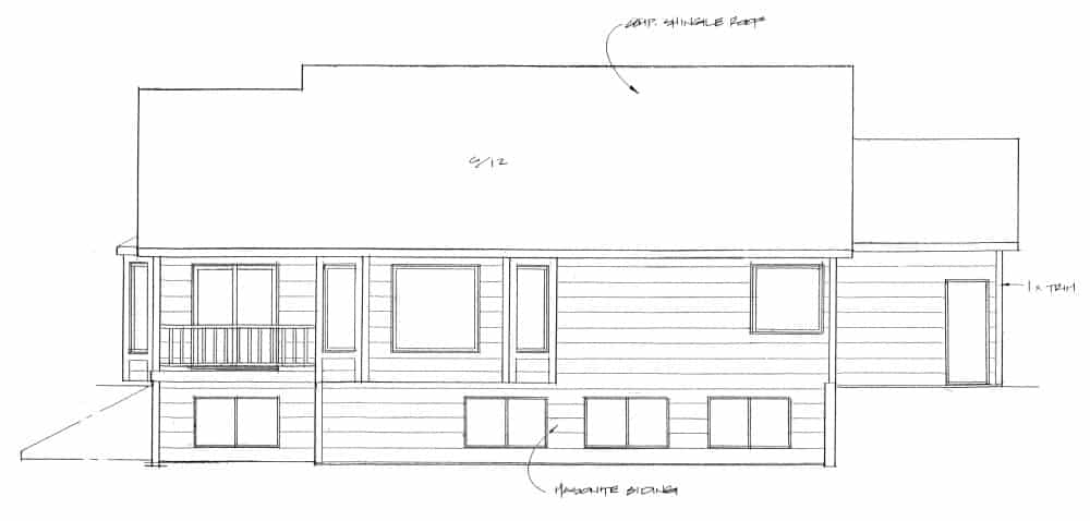 Home Plan Rear Elevation of this 3-Bedroom,1290 Sq Ft Plan -103-1129