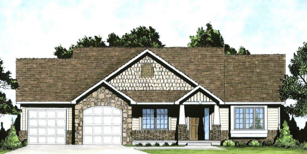 Craftsman Ranch home (ThePlanCollection: Plan #103-1129)