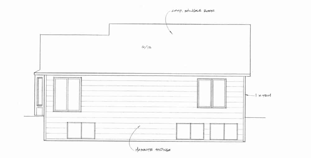Home Plan Rear Elevation of this 3-Bedroom,1329 Sq Ft Plan -103-1131