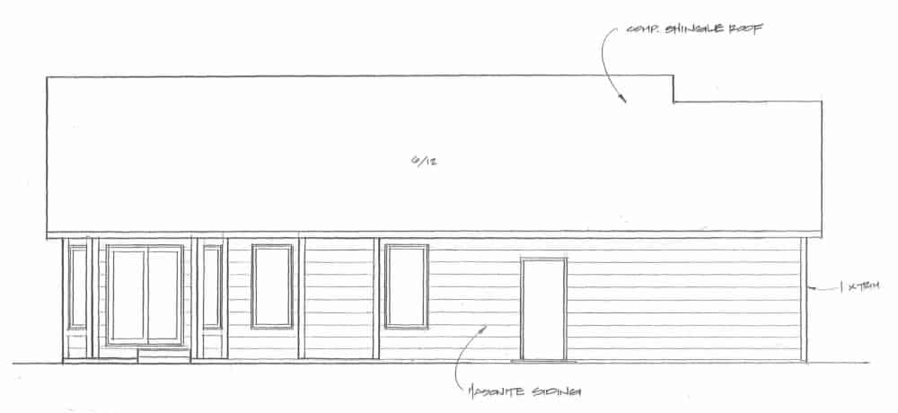 Home Plan Rear Elevation of this 2-Bedroom,1360 Sq Ft Plan -103-1132