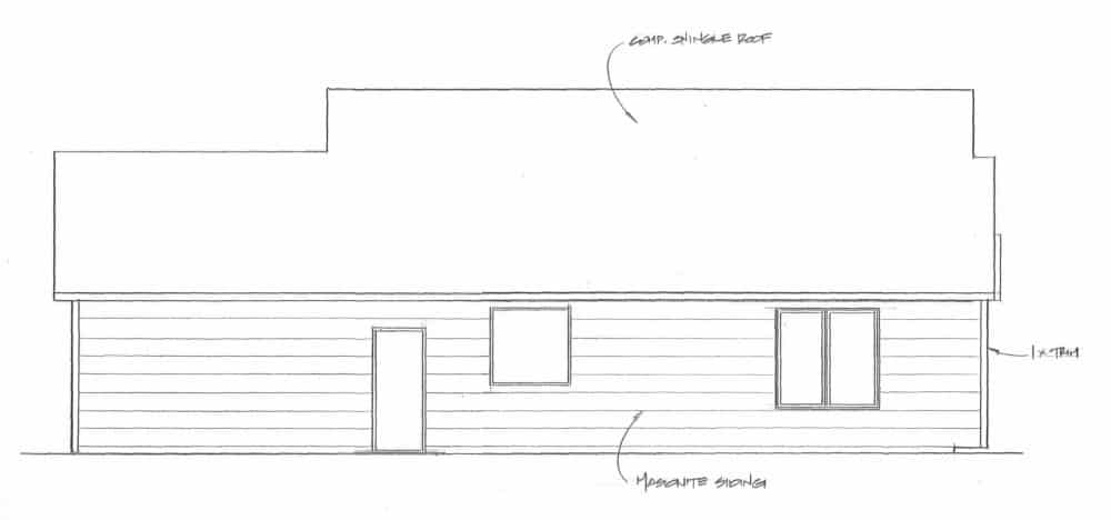 Home Plan Rear Elevation of this 3-Bedroom,1370 Sq Ft Plan -103-1133