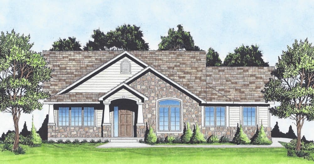 Craftsman Ranch home (ThePlanCollection: House Plan #103-1133)