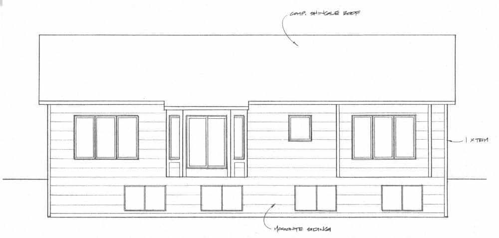 Home Plan Rear Elevation of this 2-Bedroom,1387 Sq Ft Plan -103-1134