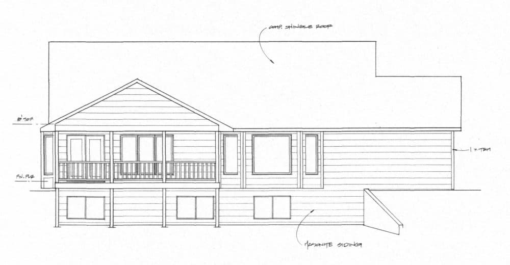 Home Plan Rear Elevation of this 2-Bedroom,1392 Sq Ft Plan -103-1135