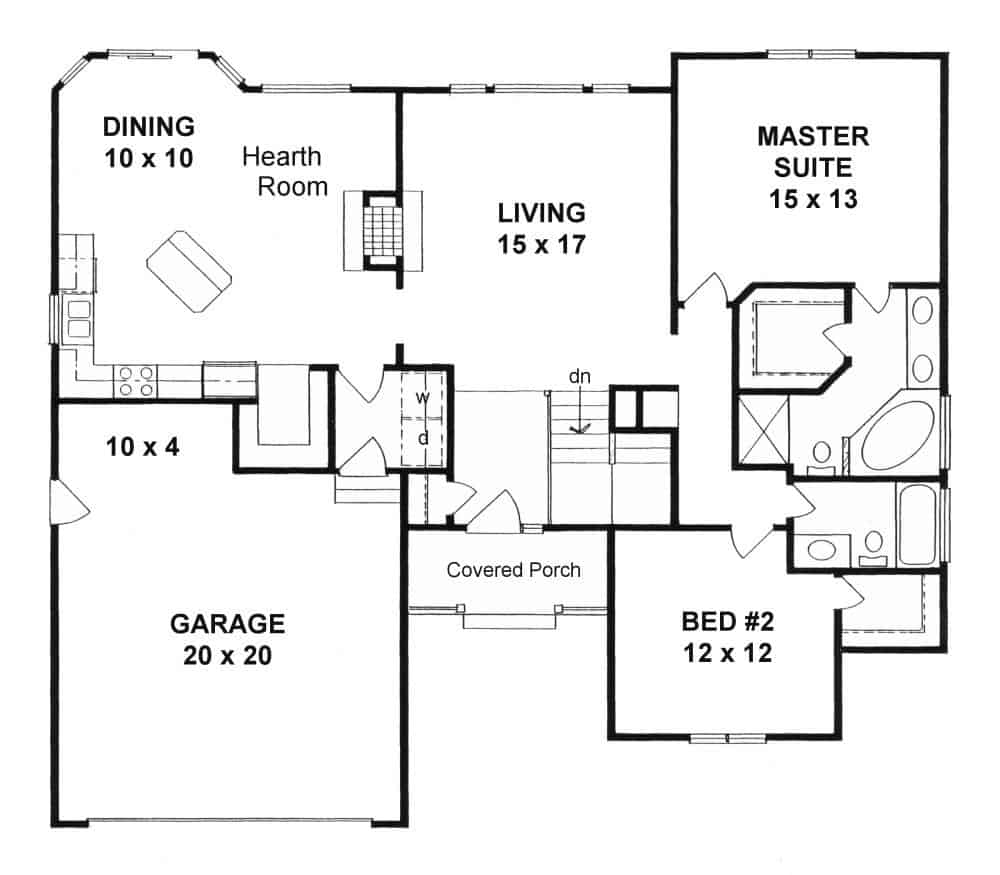 Floor Plan Main Level of Ranch Plan #103-1137