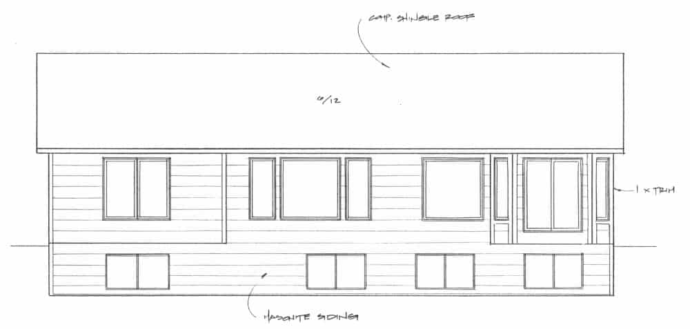 Home Plan Rear Elevation of this 2-Bedroom,1400 Sq Ft Plan -103-1137