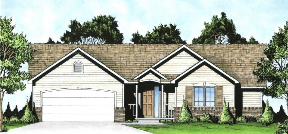 Ranch home (ThePlanCollection: Plan #103-1137)