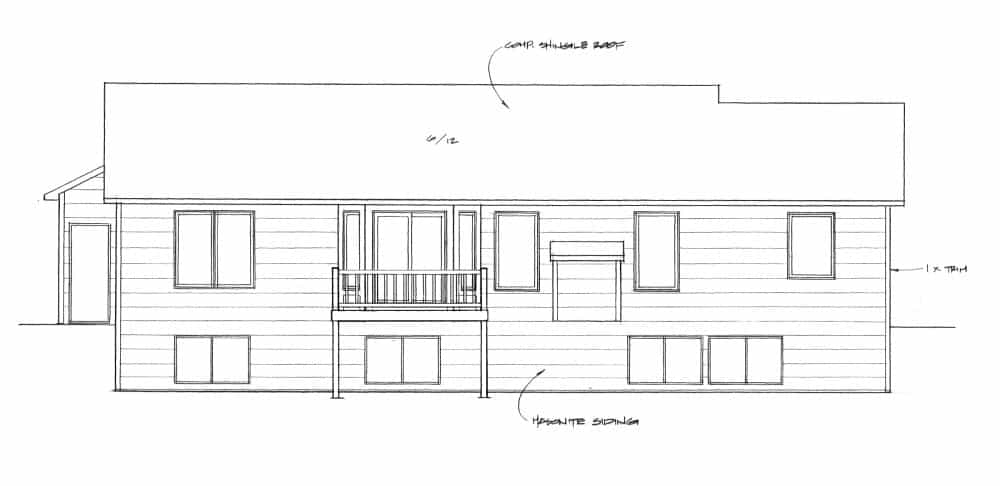 Home Plan Rear Elevation of this 3-Bedroom,1417 Sq Ft Plan -103-1138