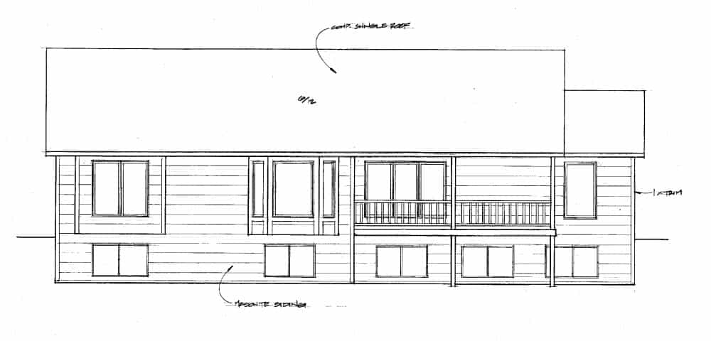 Home Plan Rear Elevation of this 3-Bedroom,1460 Sq Ft Plan -103-1142