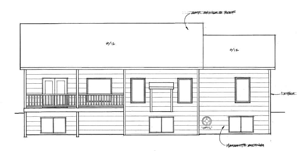 Home Plan Rear Elevation of this 3-Bedroom,1469 Sq Ft Plan -103-1143