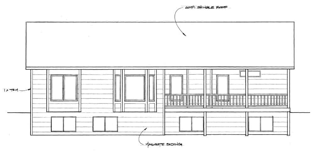 Home Plan Rear Elevation of this 2-Bedroom,1470 Sq Ft Plan -103-1144