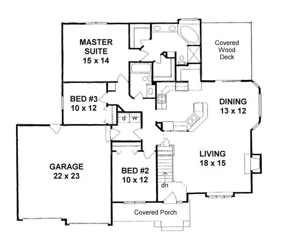 Floor Plan Main Level of Ranch Plan #103-1146