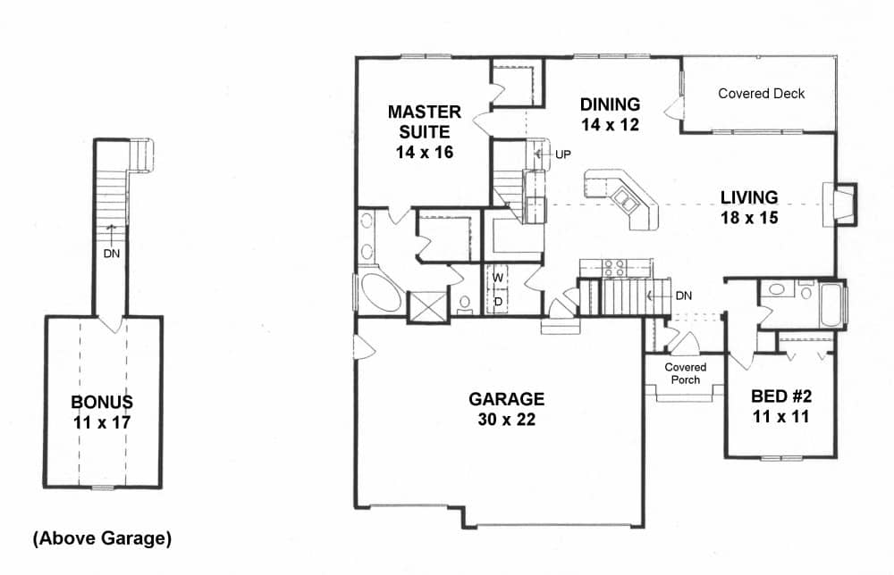 Floor Plan Main Level of Ranch Plan #103-1147