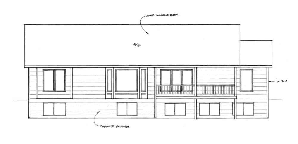 Home Plan Rear Elevation of this 3-Bedroom,1524 Sq Ft Plan -103-1149