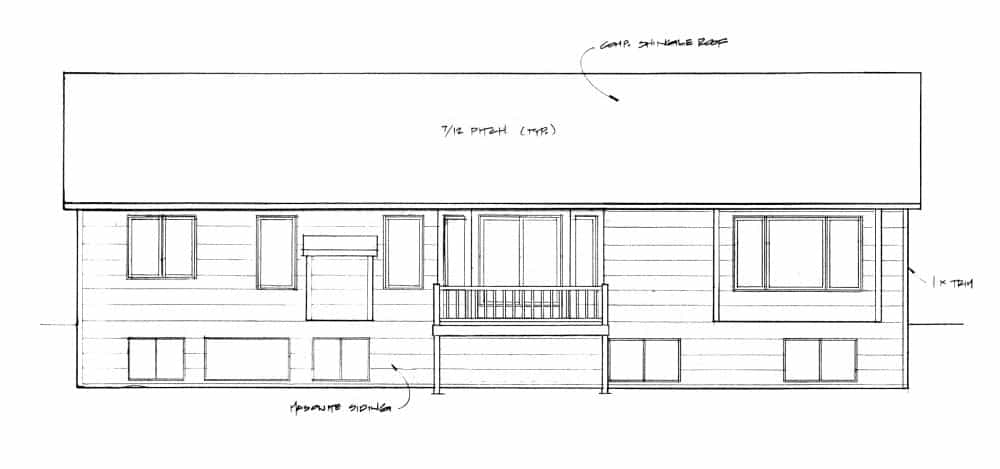 Home Plan Rear Elevation of this 3-Bedroom,1527 Sq Ft Plan -103-1150