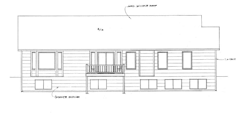 Home Plan Rear Elevation of this 3-Bedroom,1539 Sq Ft Plan -103-1151