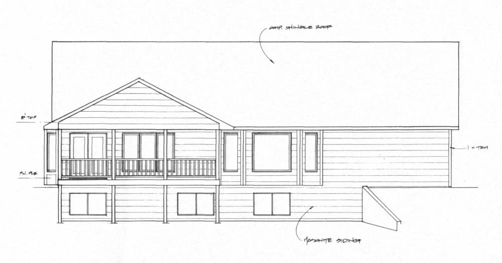 Home Plan Rear Elevation of this 3-Bedroom,1585 Sq Ft Plan -103-1153