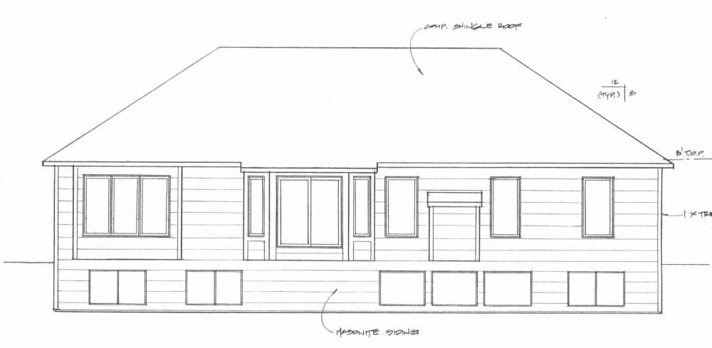 Home Plan Rear Elevation of this 3-Bedroom,1602 Sq Ft Plan -103-1154