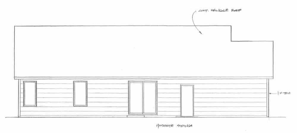 Home Plan Rear Elevation of this 3-Bedroom,1609 Sq Ft Plan -103-1155