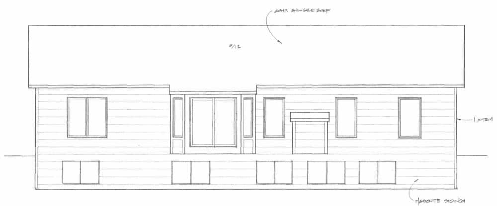 Home Plan Rear Elevation of this 3-Bedroom,1611 Sq Ft Plan -103-1156