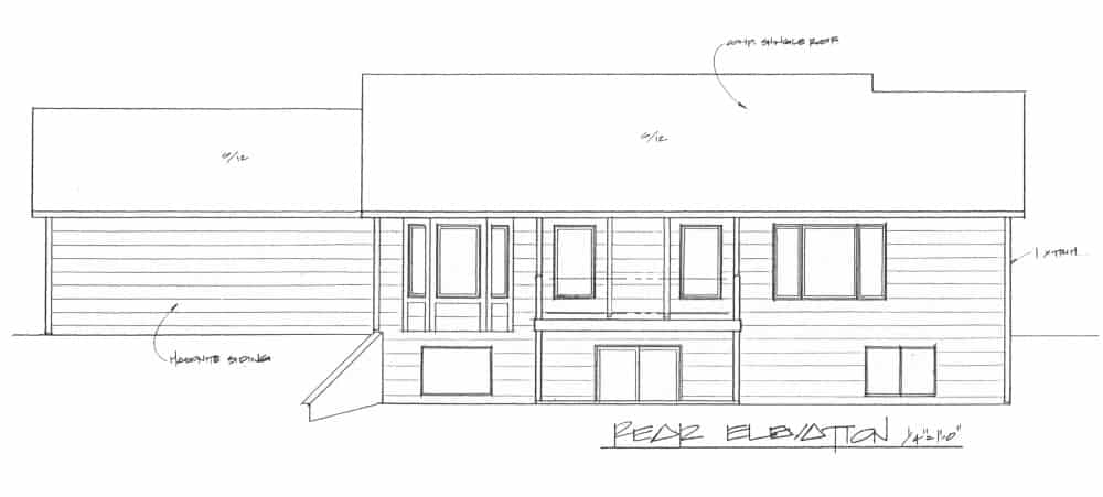 Home Plan Rear Elevation of this 3-Bedroom,1612 Sq Ft Plan -103-1157