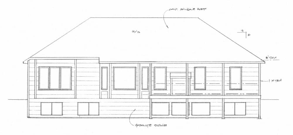 Home Plan Rear Elevation of this 3-Bedroom,1614 Sq Ft Plan -103-1158