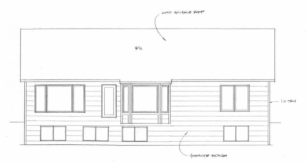 Home Plan Rear Elevation of this 3-Bedroom,1640 Sq Ft Plan -103-1160