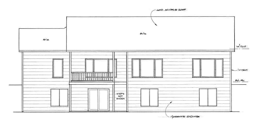 Home Plan Rear Elevation of this 3-Bedroom,1650 Sq Ft Plan -103-1161