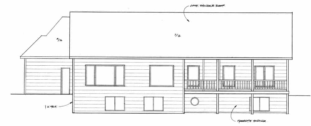 Home Plan Rear Elevation of this 3-Bedroom,1683 Sq Ft Plan -103-1162