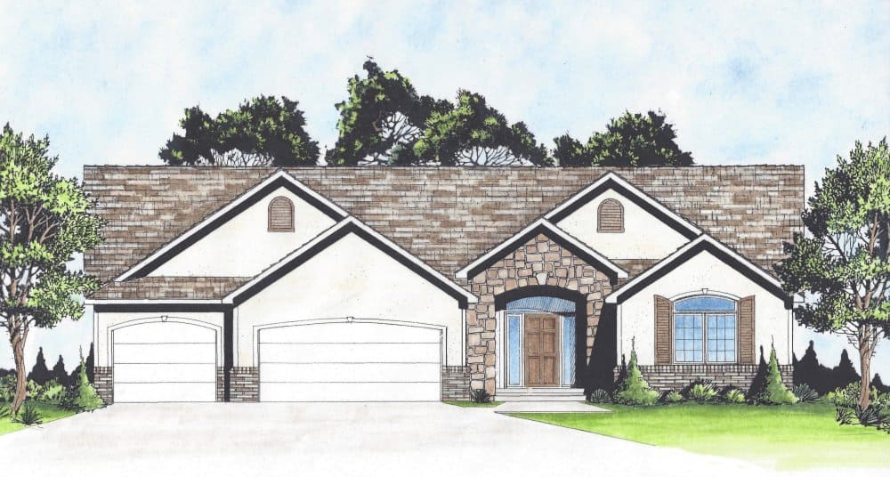 Traditional style home (ThePlanCollection: Plan #103-1163)