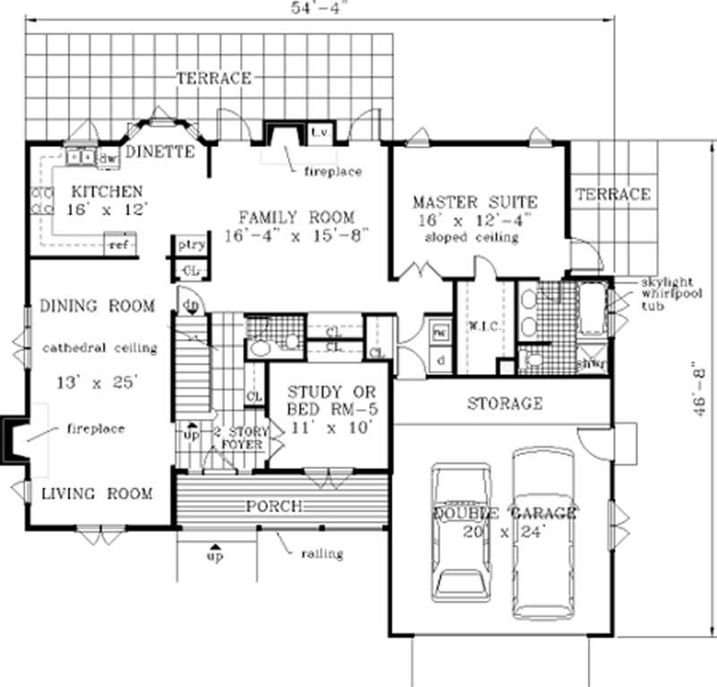 Floor Plan First Story of Country Plan #105-1000