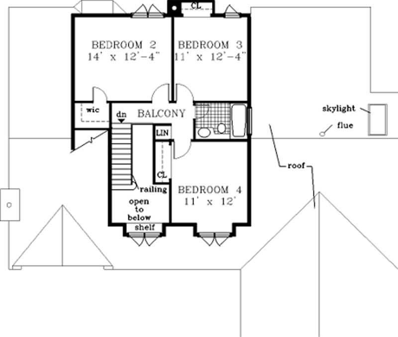 Floor Plan Second Story of Country Plan #105-1000