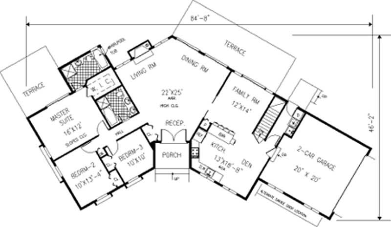 Floor Plan First Story of Ranch Plan #105-1003