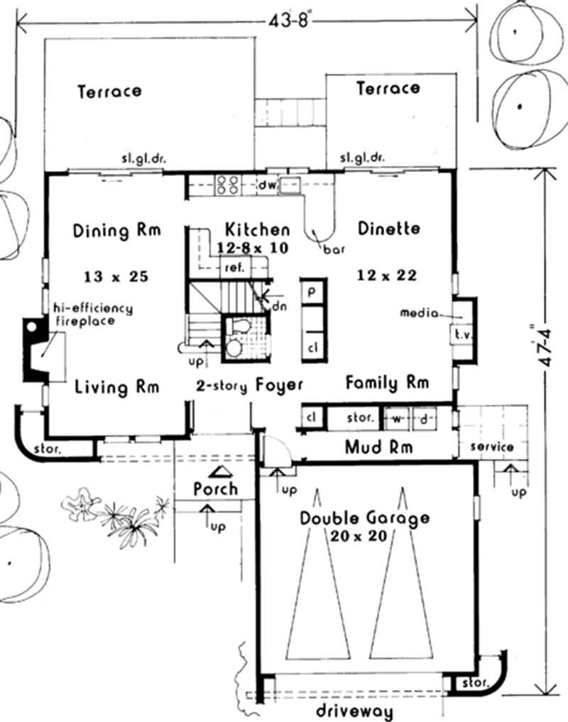 Floor Plan First Story of Modern Plan #105-1006