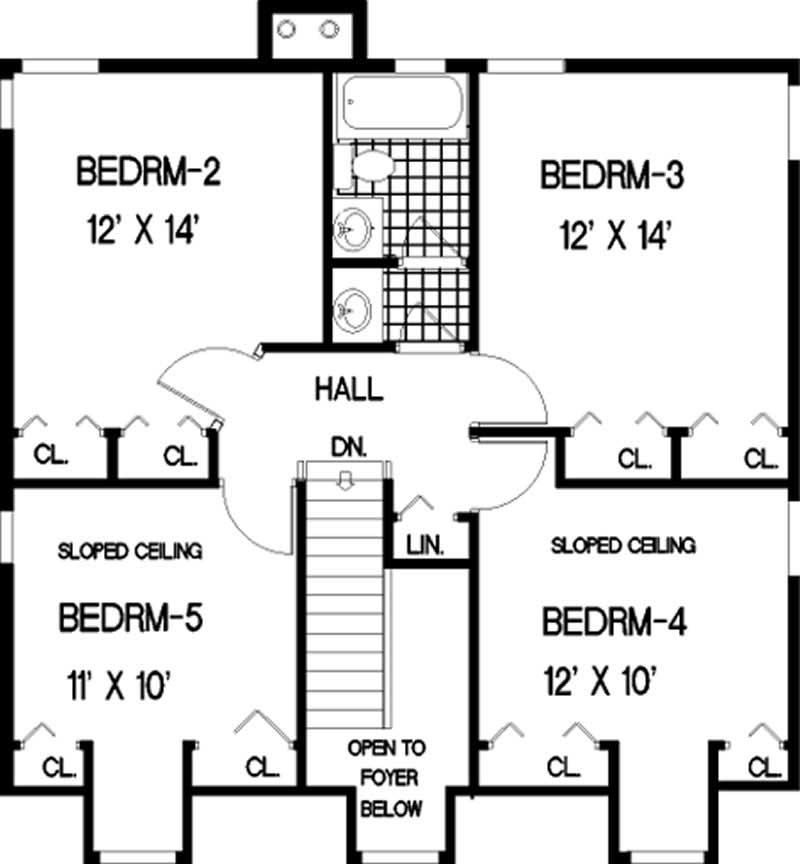 Floor Plan Second Story of Country Plan #105-1009