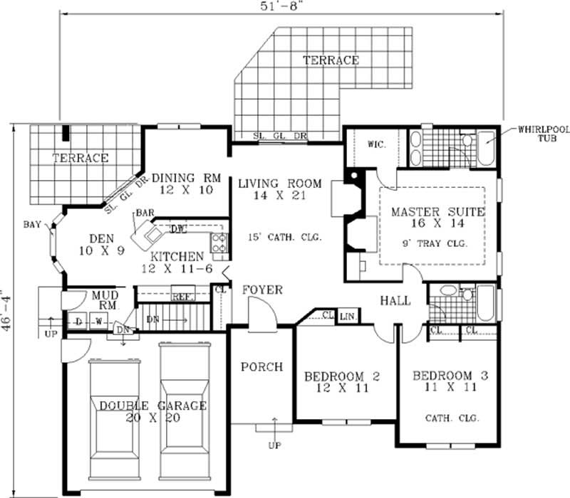 Floor Plan First Story of French Plan #105-1010