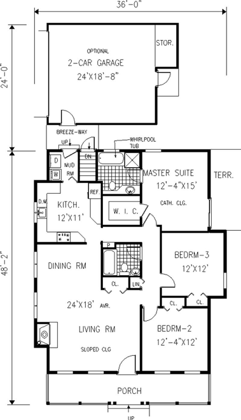 Floor Plan First Story of Country Plan #105-1016
