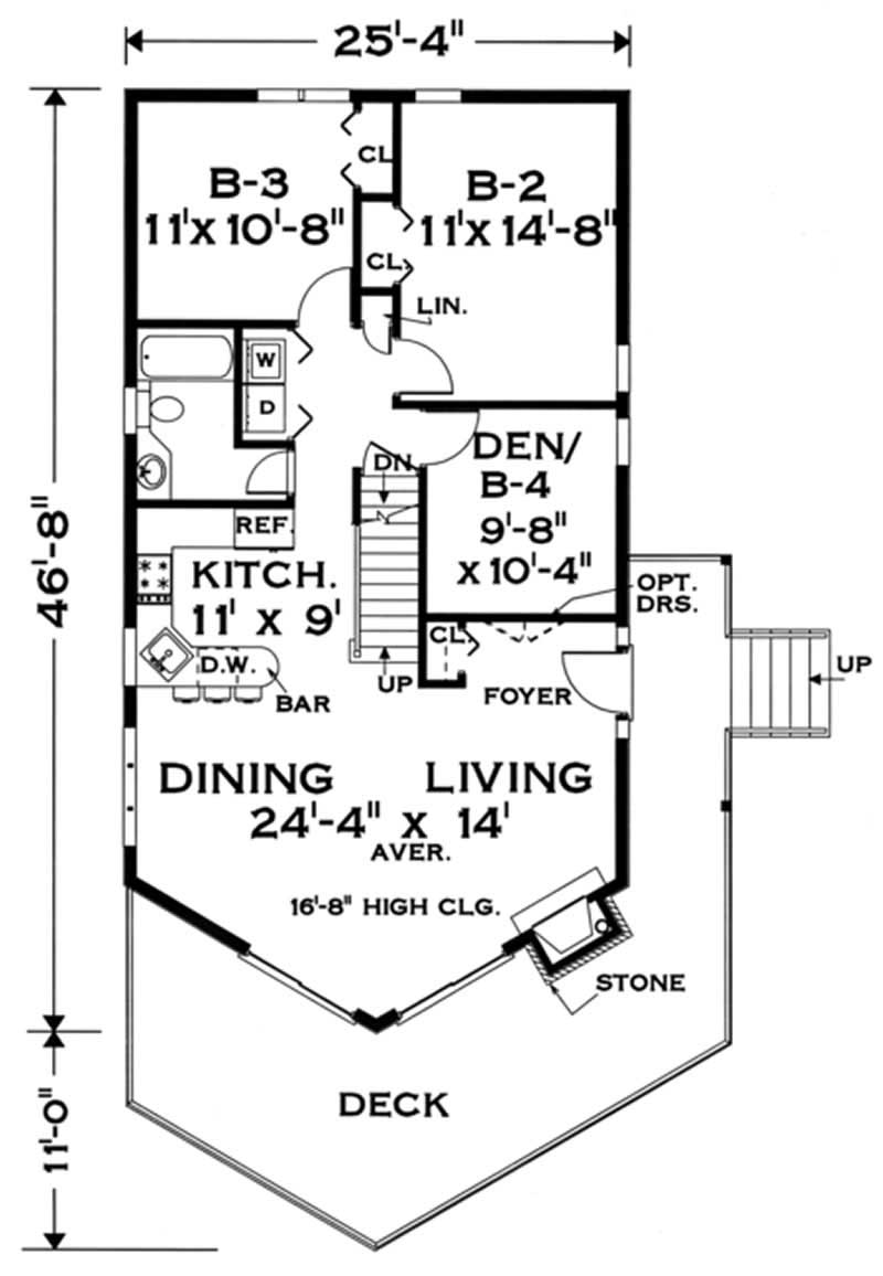 Floor Plan First Story of Craftsman Plan #105-1017