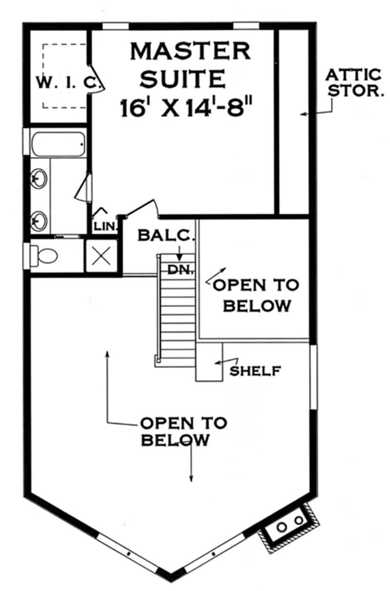 Floor Plan Second Story of Craftsman Plan #105-1017
