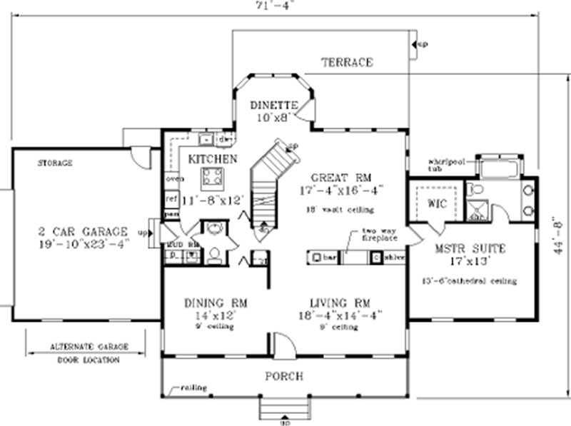 Floor Plan First Story of Country Plan #105-1020