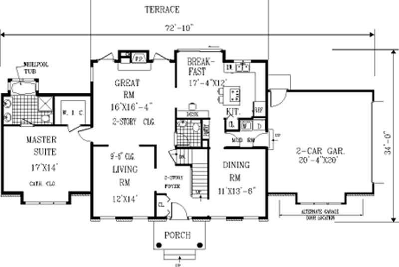 Floor Plan First Story of Colonial Plan #105-1022
