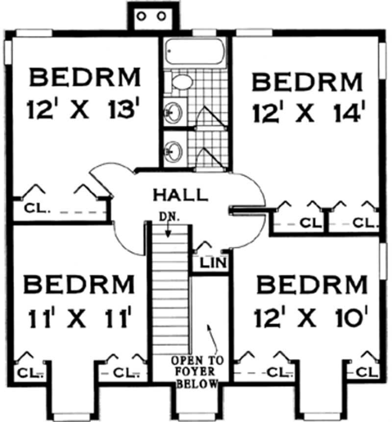 Floor Plan Second Story of Country Plan #105-1025